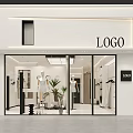 Modern Clothing Store Interior With White And Black Decor Clothing Racks Mannequins Mirrors And Plants