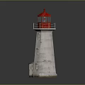 Decorative Lighthouse Furniture Model With Red Top White Structure And Small House