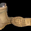Beige High Top Lace Up Boots With Yellow Sole For Outdoor Activities And Daily Wear