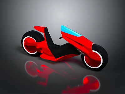 Modern Streamlined Red Black Motorcycle with Blue Accent White Rimmed Wheels and Sleek Body 3d model