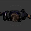 3D Male Sci Fi Character In Tactical Black Blue Outfit With Gloves Belt And Boots
