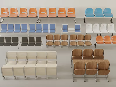 Public Chairs Collection With Various Colors And Different Styles For Public Areas 3d model