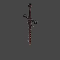 Gothic Aggressive Sword with Spikes Twisted Patterns and Metal Hilt Design 3d model