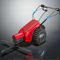 Red Agricultural Tiller With Metal Frame Blue Connectors And Black Wheels For Garden Cultivation