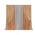 Elegant Gold And Silver Curtains Pleated Design With Tied Back Details For Home Interior Decor