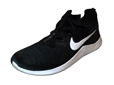 Black Knit Upper Minimalist Running Shoes With White Nike Logo And White Sole 3d model