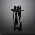 Rustic Wooden Fence Structure With Natural Twig Design And Rough Texture