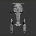 3D Rendered Aerospace Spaceship Design With Blue Red Details And Gray Structure