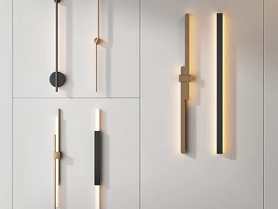 Modern Wall Lamps Featuring Sleek Black And Gold Design In Various Styles For Home Lighting 3d model