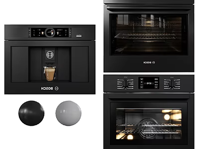 Modern Black Kitchen Appliances With Coffee Machine Oven And Color Options 3d model