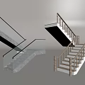 Elegant Modern Staircase Design With White Marble Steps And Wooden Glass Railings