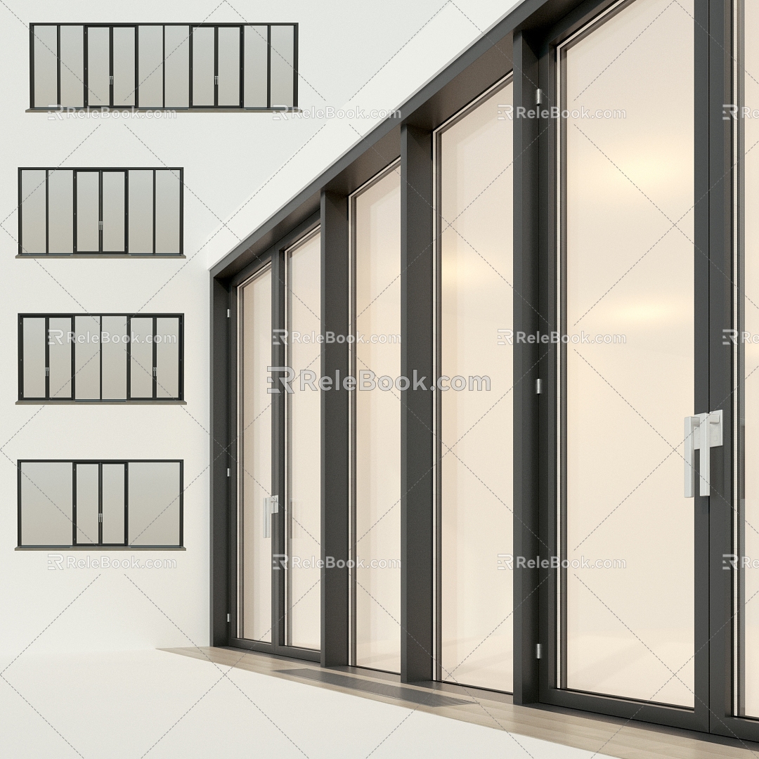 glass door glass partition office door glass curtain wall 3d model