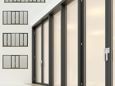 Sleek Modern Casement Windows With Black Aluminum Frame And Transparent Glass Panels 3d model