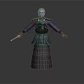 Samurai Armor Figure Holding Traditional Japanese Weapon in Detailed 3D Standing Model