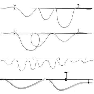 Modern Curved Wave Design Chandelier With Hanging Metal Elements And Linear Frame 3d model