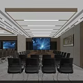 Modern Conference Room Interior With Long Table Comfortable Chairs And Large Screen 3d model
