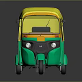 Yellow Green Tuk Tuk Vehicle With Brown Seats And 3D Exterior Design