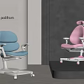 Modern Kids Chair Blue and Pink Ergonomic Design With Comfortable Seat and Wheels