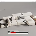 Modern Multiplayer Sofa Module Sofa Back-to-Back Sofa 3d model