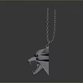 Silver Wolf Head Sculpture Pendant With Red Eyes And Star Shaped Decoration On Chain