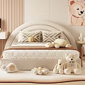Cozy Kids Room Interior With Bed Stuffed Toys Bear Poster Circular Decorations Desk And Bookshelf