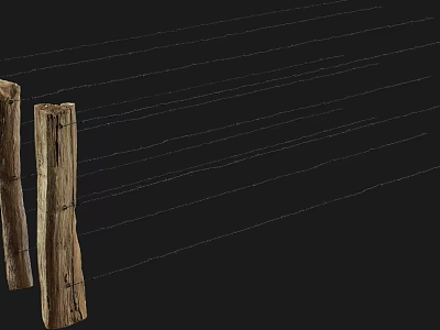 Rustic Wooden Fence With Wooden Posts And Wire Structure For Outdoor Use 3d model