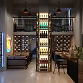 Modern Two Level Bar Interior With Wine Racks Bar Counter And Pendant Lights