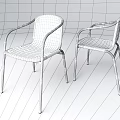 Modern Armchairs With Black Metal Frames And Gray Fabric Upholstery