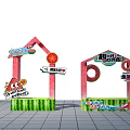 Interactive Zone With Watermelon Theme Fun Games Photo Spots And Cartoon Characters 3d model