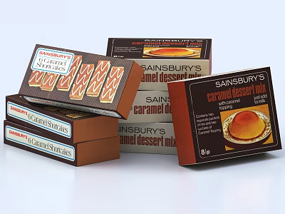 Sainsbury's Caramel Dessert Mix and Treacle Sponge Pudding Mix Dessert Food Products 3d model