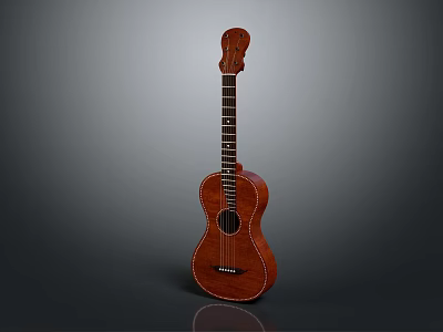 Brown Wooden Ukulele Musical Instrument with Natural Grain and Acoustic Design 3d model