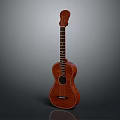 Brown Wooden Ukulele Musical Instrument with Natural Grain and Acoustic Design