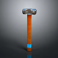 Silver Head Hammer With Brown Wooden Handle And Blue Accent Ring As Weapon