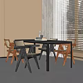 Modern Dining Table and Chair Combination Dining Chair Dining Table 3d model
