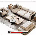 Modern Sofa Coffee Table Combination Sofa Coffee Table Double Sofa Multi-Person Sofa 3d model