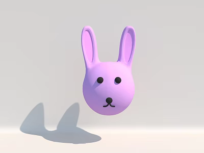 Cute Pink Rabbit Head Doll With Black Eyes Nose On Light Background And Shadow 3d model