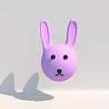 Cute Pink Rabbit Head Doll With Black Eyes Nose On Light Background And Shadow