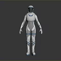 Futuristic Robot Character With White Body And Blue Accent Lines