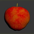 Fresh Red Shiny Apple With Yellow Stem On Grey Background