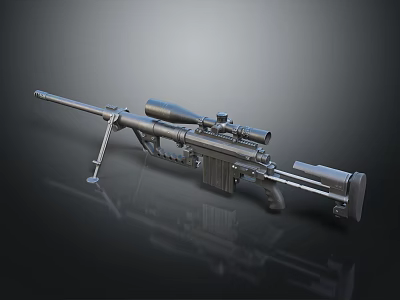 Sniper Rifle With Scope Barrel Bipod Magazine And Modern Tactical Design 3d model