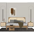 Modern Background Double Bed Simple Double Bed 3d model