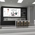 Modern Food Court Interior With Circular Ceiling 3d model