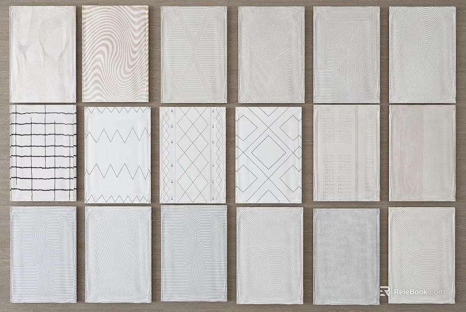 Square Rugs With Various Geometric Patterns And Textured Designs For Home Decor 3d model 