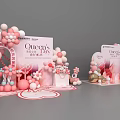 Oucer's Day Themed Photo Check In Spot With Pink Balloons Flowers And Display Boards