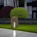 Modern Outdoor Garden Light with Lattice Design by Lawn Stone Pathway Green Purple Shrubs