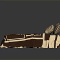 Bedroom Bed With Brown Bedding White Line Pattern Black Iron Headboard And Chevron Pillows