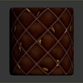 Red Cylindrical Storage Bin With Quilted Diamond Pattern And Orange Accents