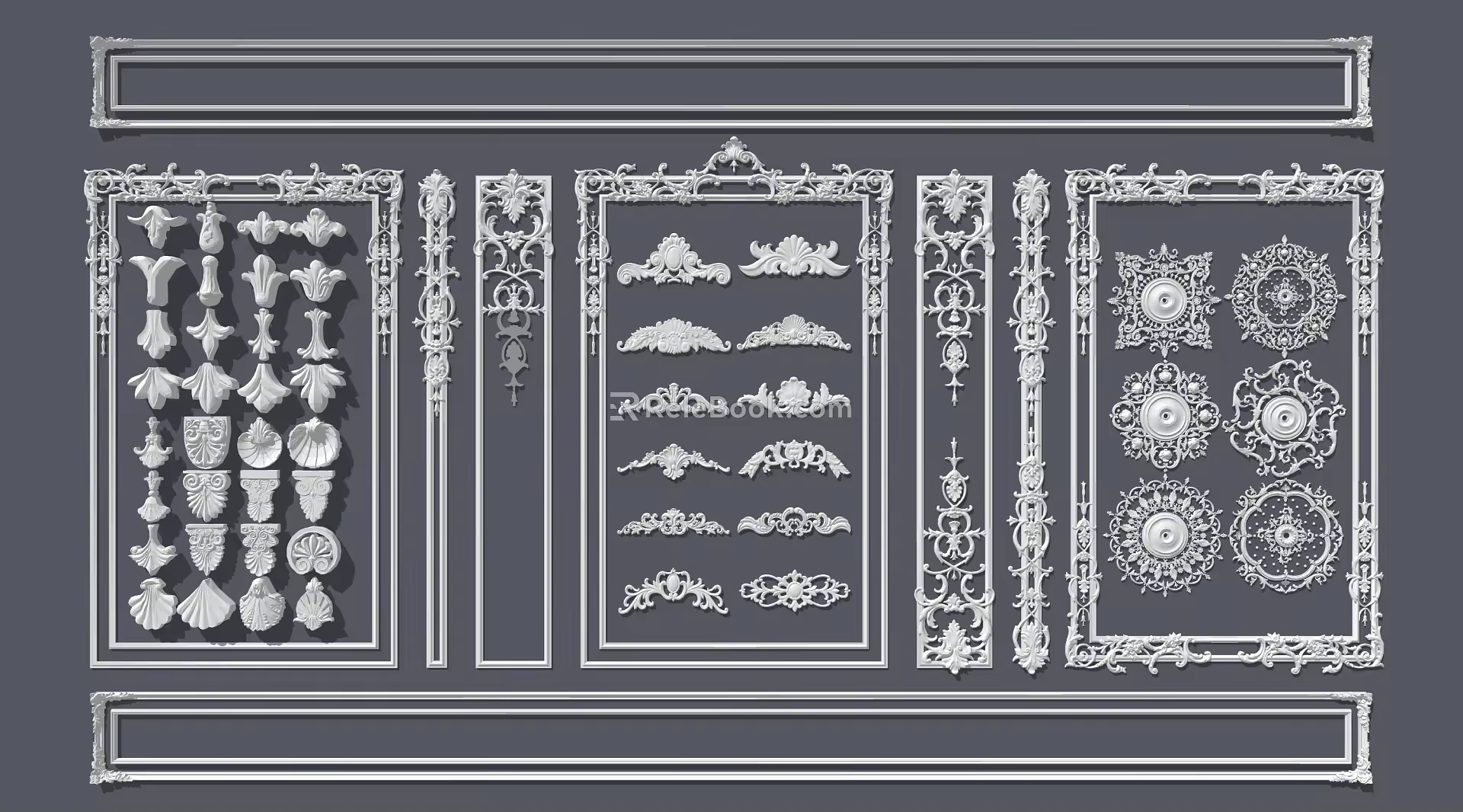 European-style lines carved lines 3d model