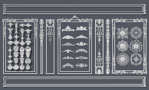 European-style lines carved lines 3d model