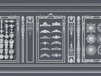 European-style lines carved lines 3d model